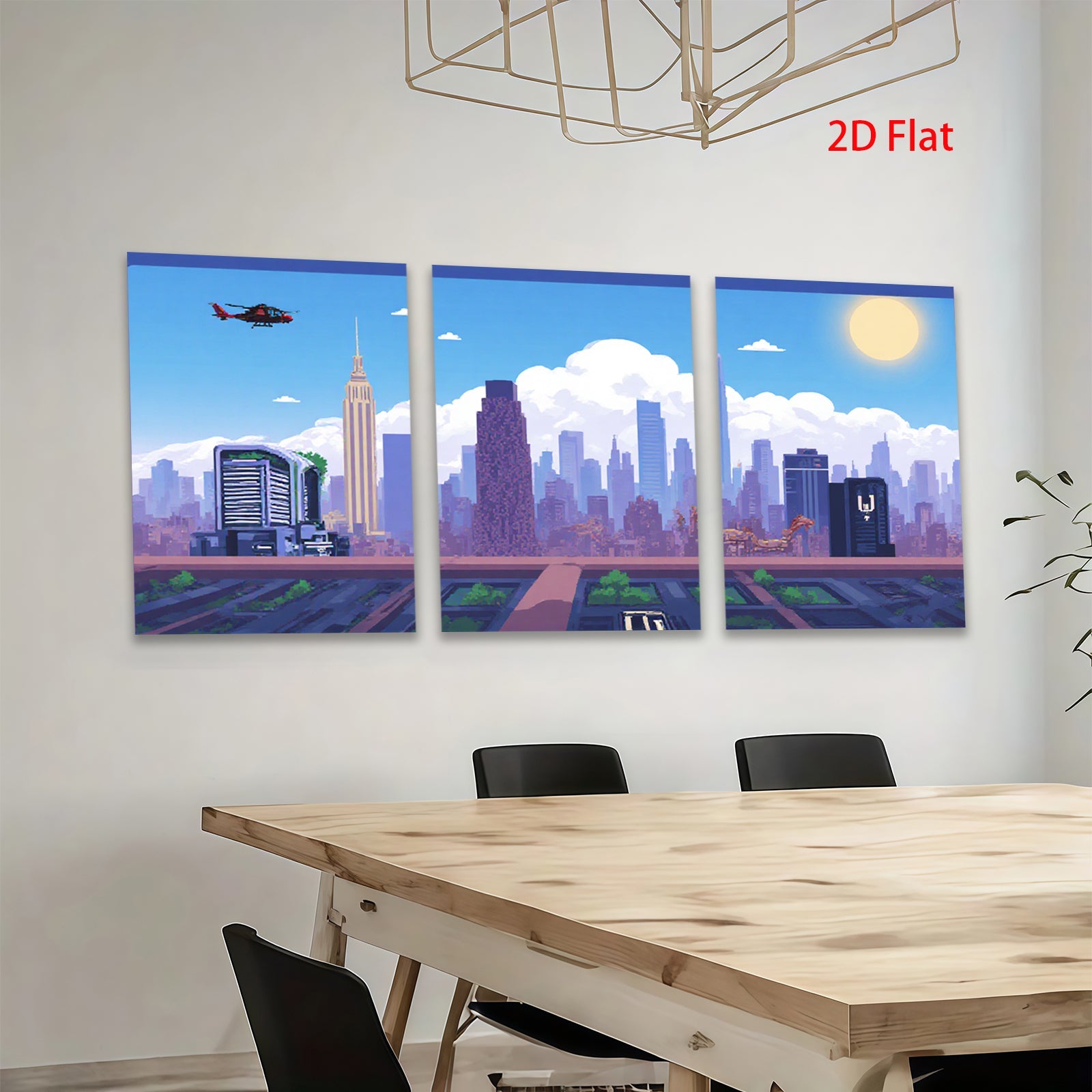 2D flat 1pc vibrant cityscape New York skyline modern wall art bedroom living room decor farmhouse style canvas prints framed ready to hang