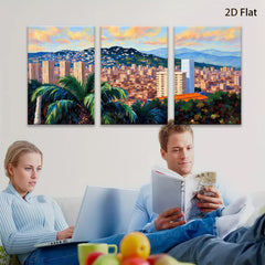 2D flat 1pc vibrant cityscape lush tropical foliage perfect wall decor living room bedroom office modern farmhouse gallery wrapped canvas art