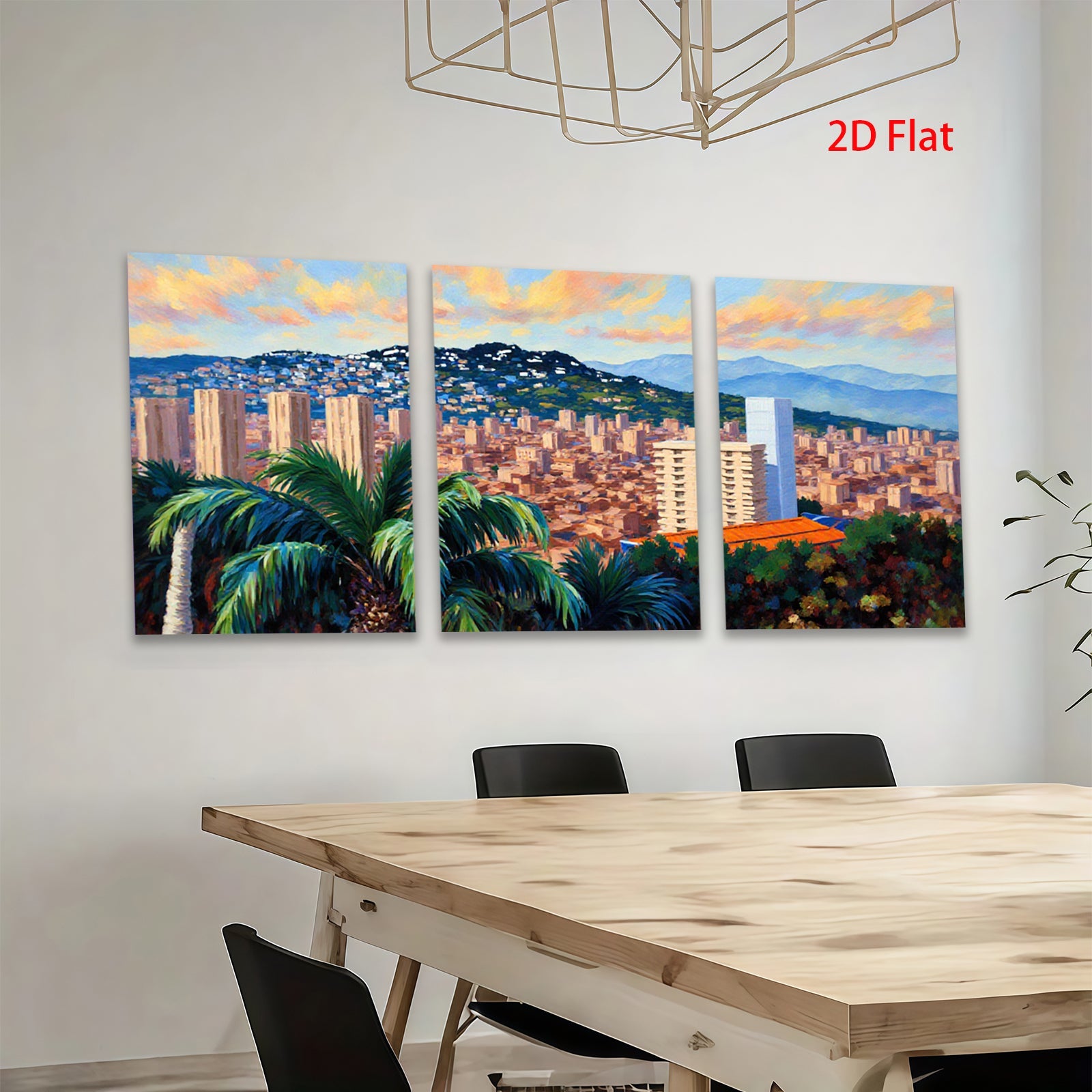 2D flat 1pc vibrant cityscape lush tropical foliage perfect wall decor living room bedroom office modern farmhouse gallery wrapped canvas art