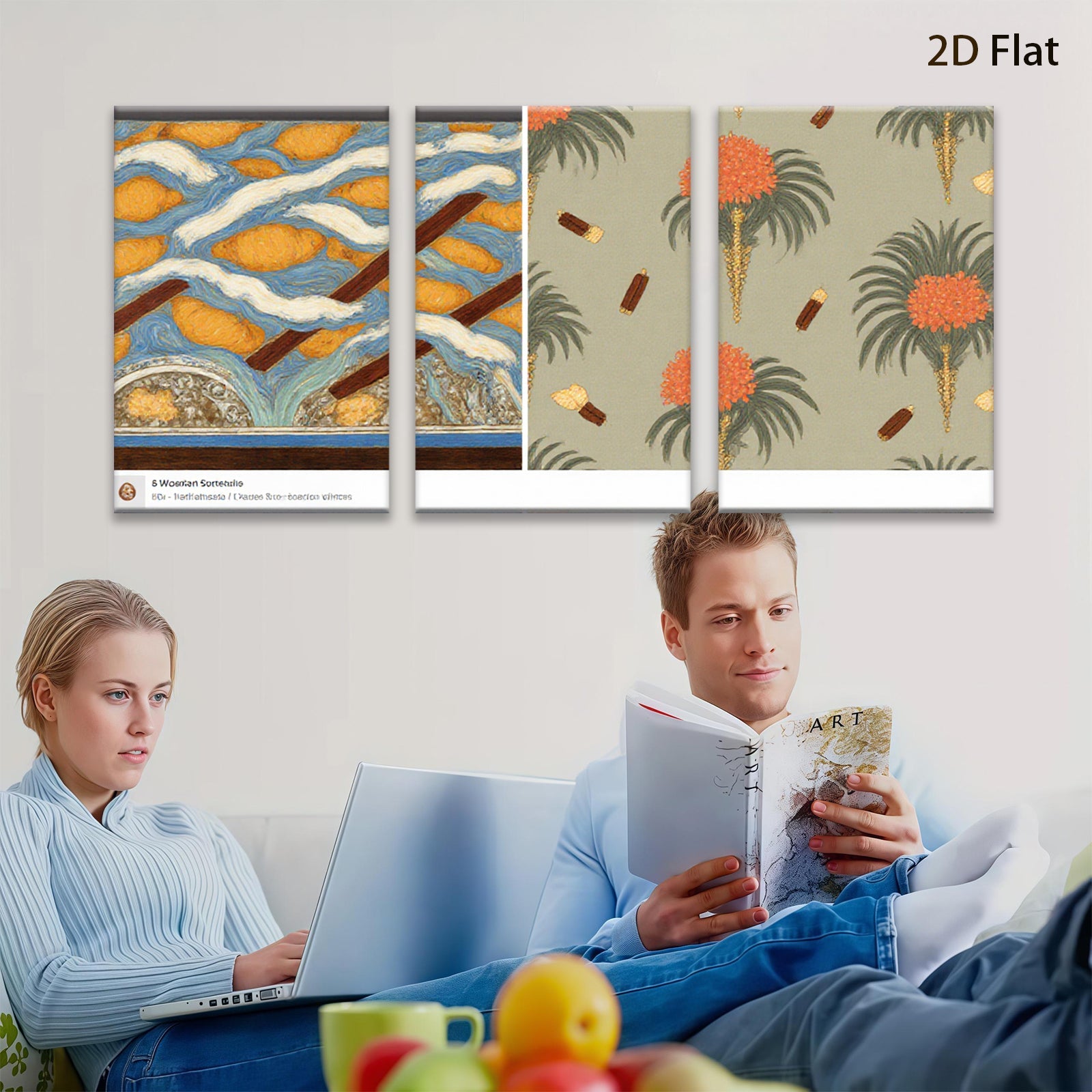 2D flat 1pc vibrant coastal seascape botanical wall art beach house decor gallery wrapped canvas prints farmhouse style living room bedroom