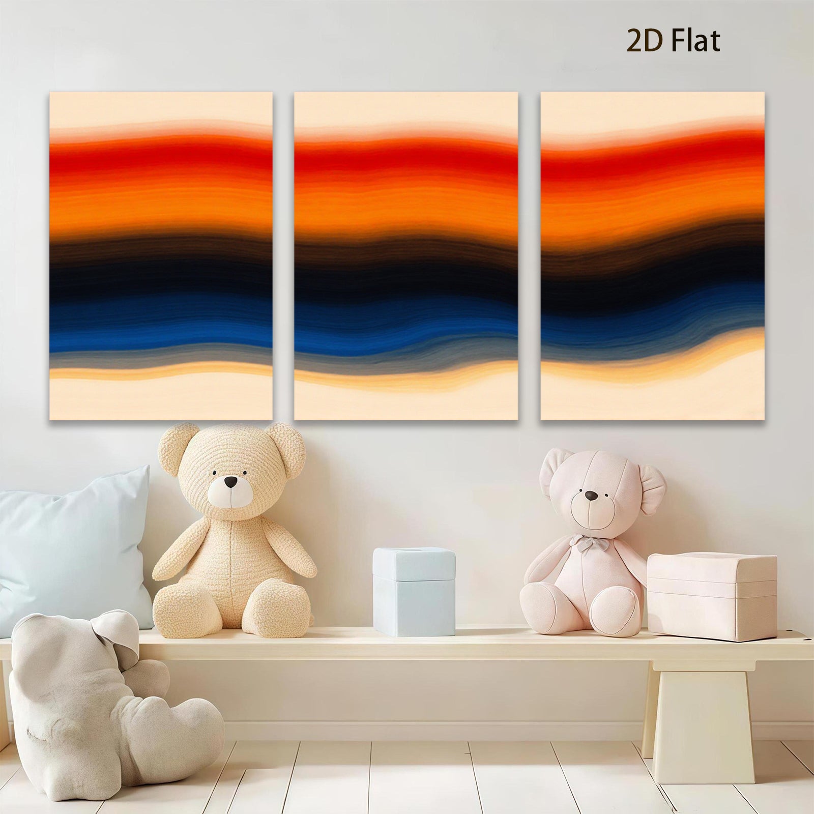 2D flat 1pc vibrant color block abstract wall art modern home decor living room bedroom canvas prints farmhouse style gallery wrapped ready to hang