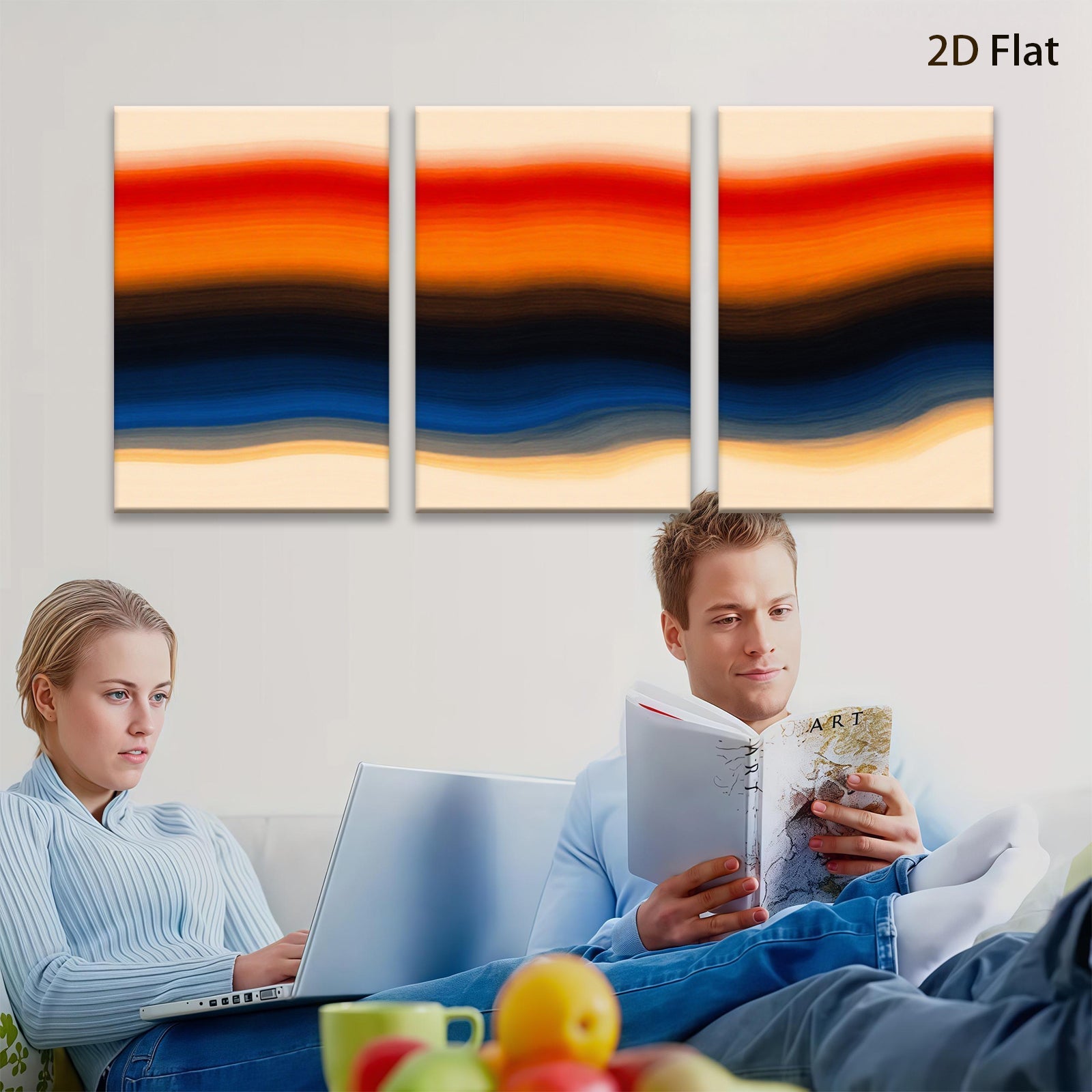 2D flat 1pc vibrant color block abstract wall art modern home decor living room bedroom canvas prints farmhouse style gallery wrapped ready to hang