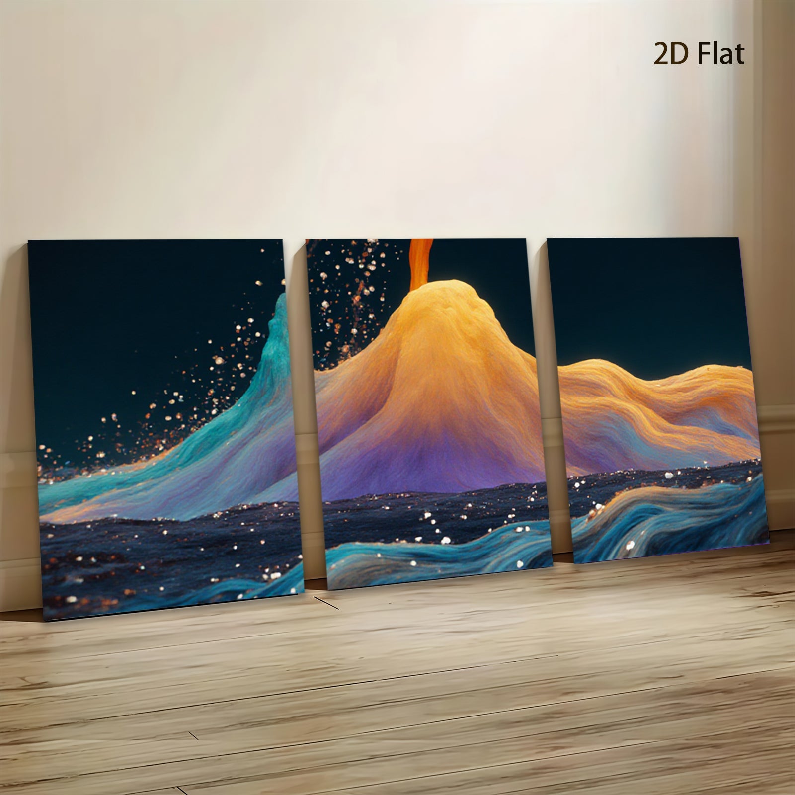 2D flat 1pc vibrant color flow abstract wall art modern home decor living room bedroom canvas prints farmhouse style gallery wrapped ready to hang