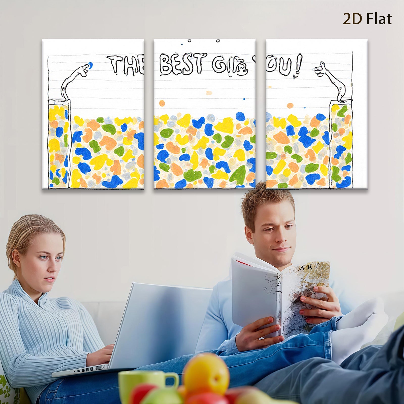 2D flat 1pc vibrant colorful abstract wall art canvas print modern farmhouse decor living room bedroom office gallery wrapped timeless statement piece cozy home vibes trending now