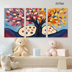 2D flat 1pc vibrant colorful tree painting abstract wall art decor farmhouse living room bedroom modern gallery wrapped canvas prints