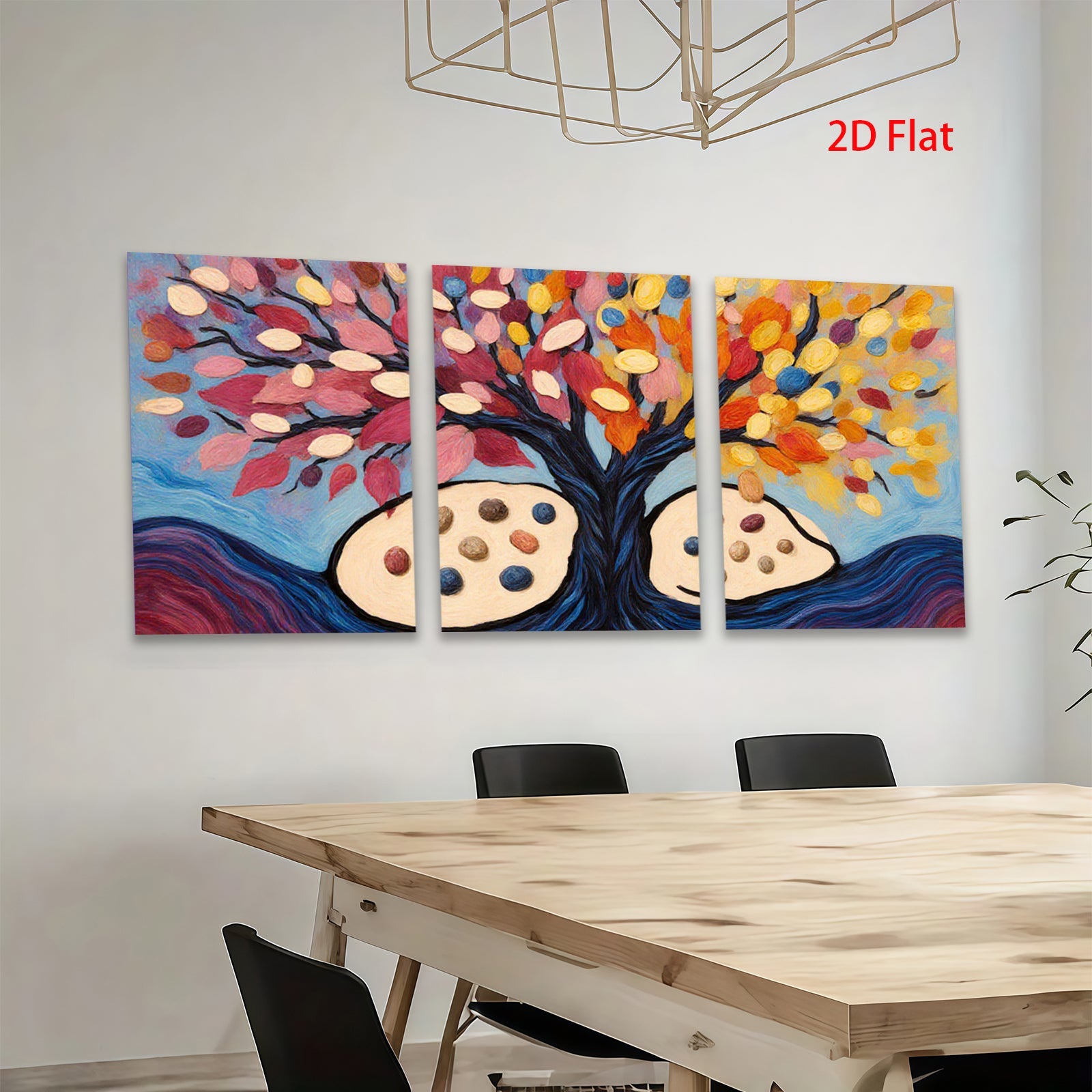 2D flat 1pc vibrant colorful tree painting abstract wall art decor farmhouse living room bedroom modern gallery wrapped canvas prints