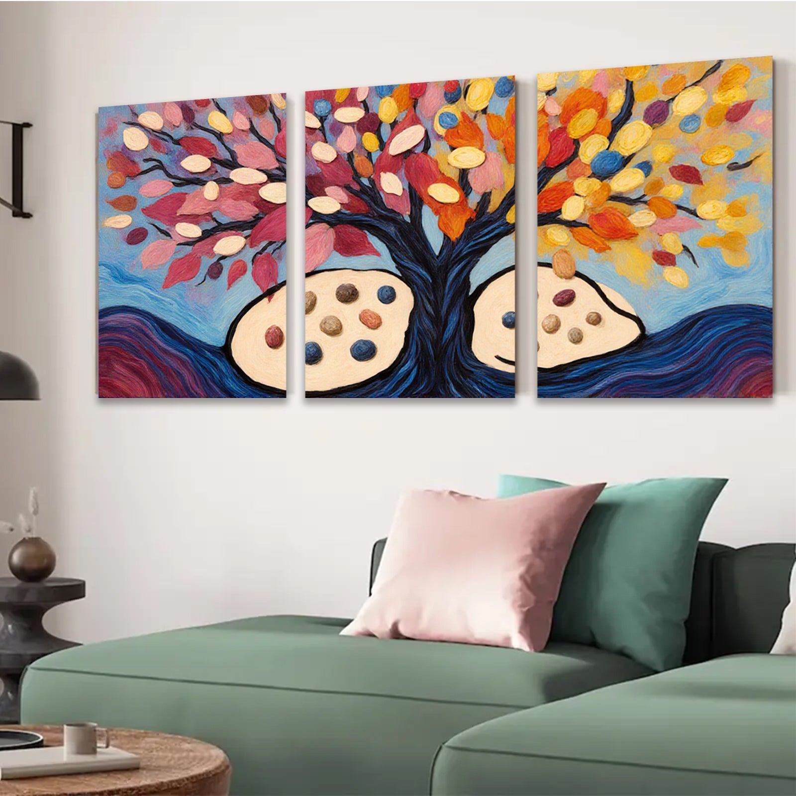 2D flat 1pc vibrant colorful tree painting abstract wall art decor farmhouse living room bedroom modern gallery wrapped canvas prints