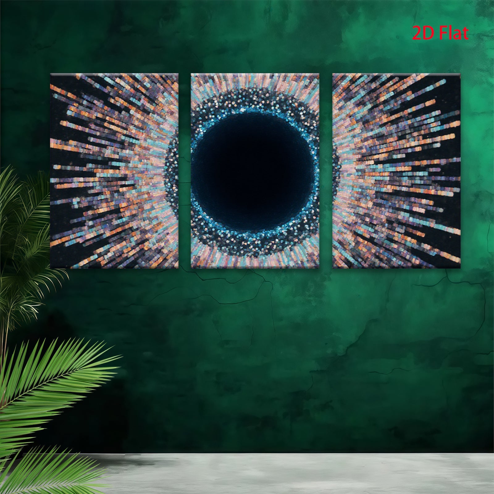 2D flat 1pc vibrant cosmic burst abstract wall art modern farmhouse living room bedroom decor gallery wrapped canvas prints statement piece bold colorful eye catching timeless design