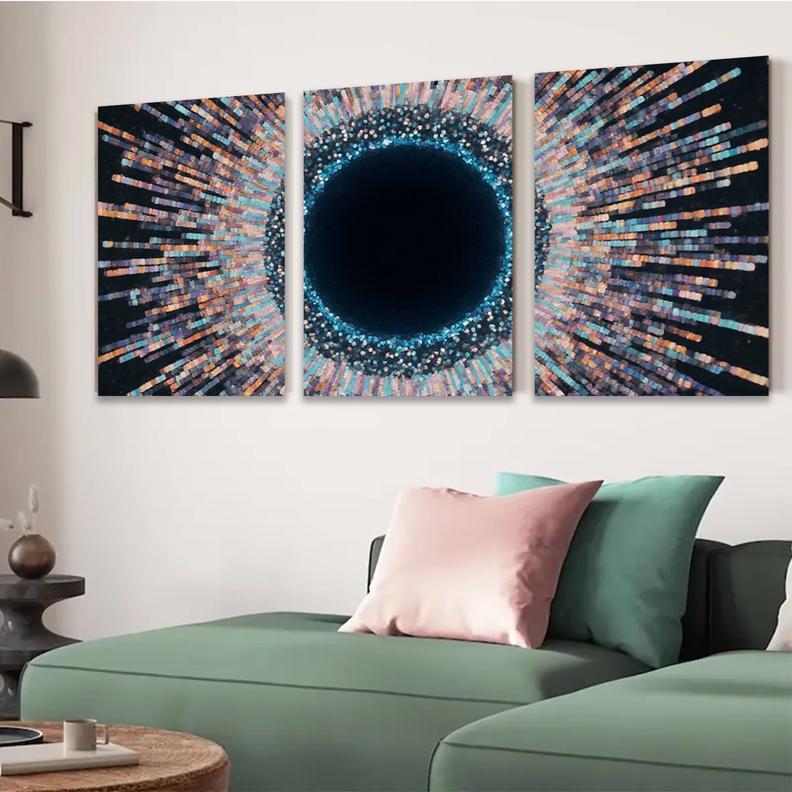 2D flat 1pc vibrant cosmic burst abstract wall art modern farmhouse living room bedroom decor gallery wrapped canvas prints statement piece bold colorful eye catching timeless design