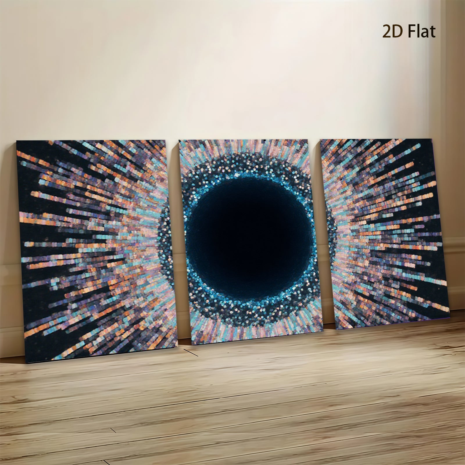 2D flat 1pc vibrant cosmic burst abstract wall art modern farmhouse living room bedroom decor gallery wrapped canvas prints statement piece bold colorful eye catching timeless design
