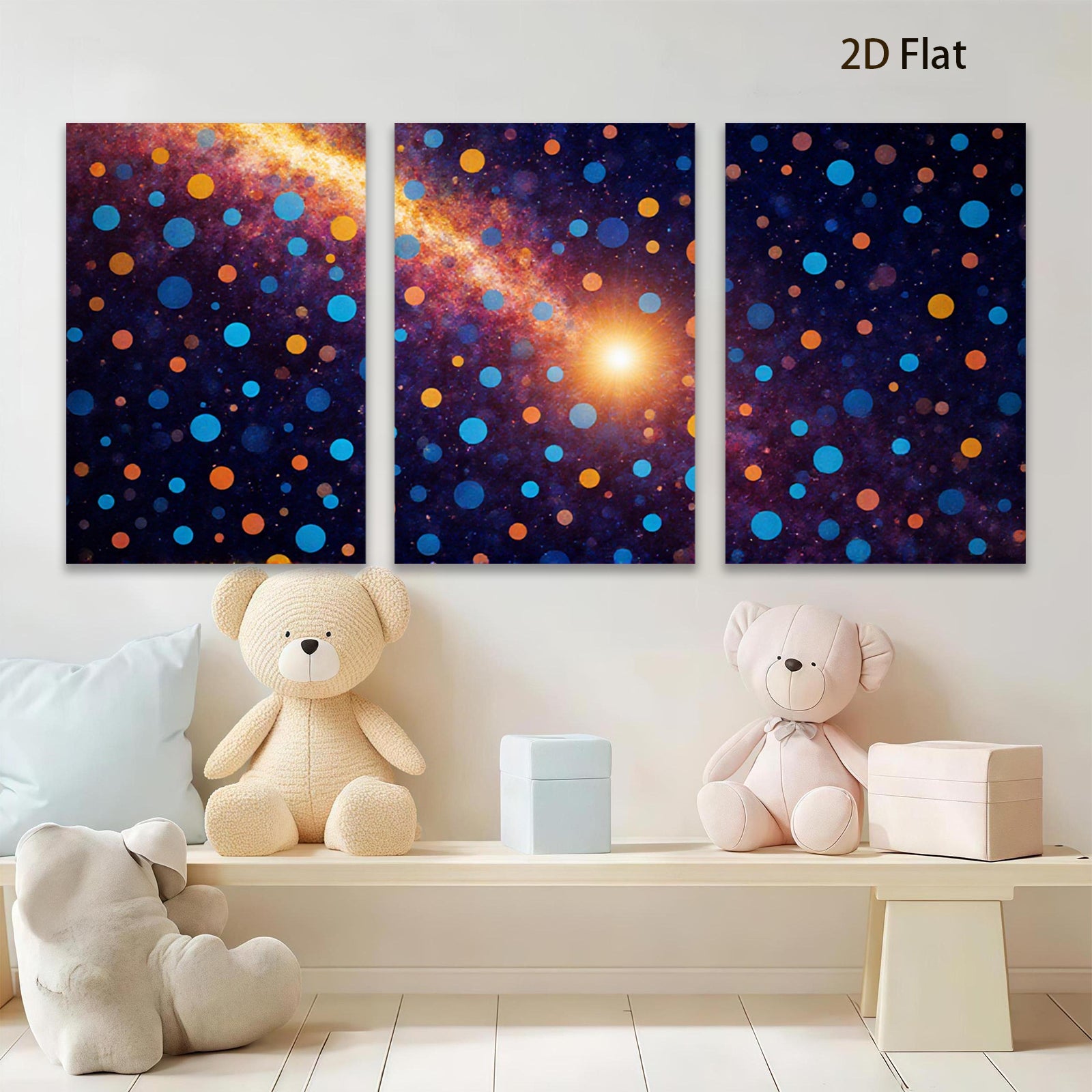 2D flat 1pc vibrant cosmic dust galaxy abstract wall art decor bedroom living room modern farmhouse gallery wrapped canvas print