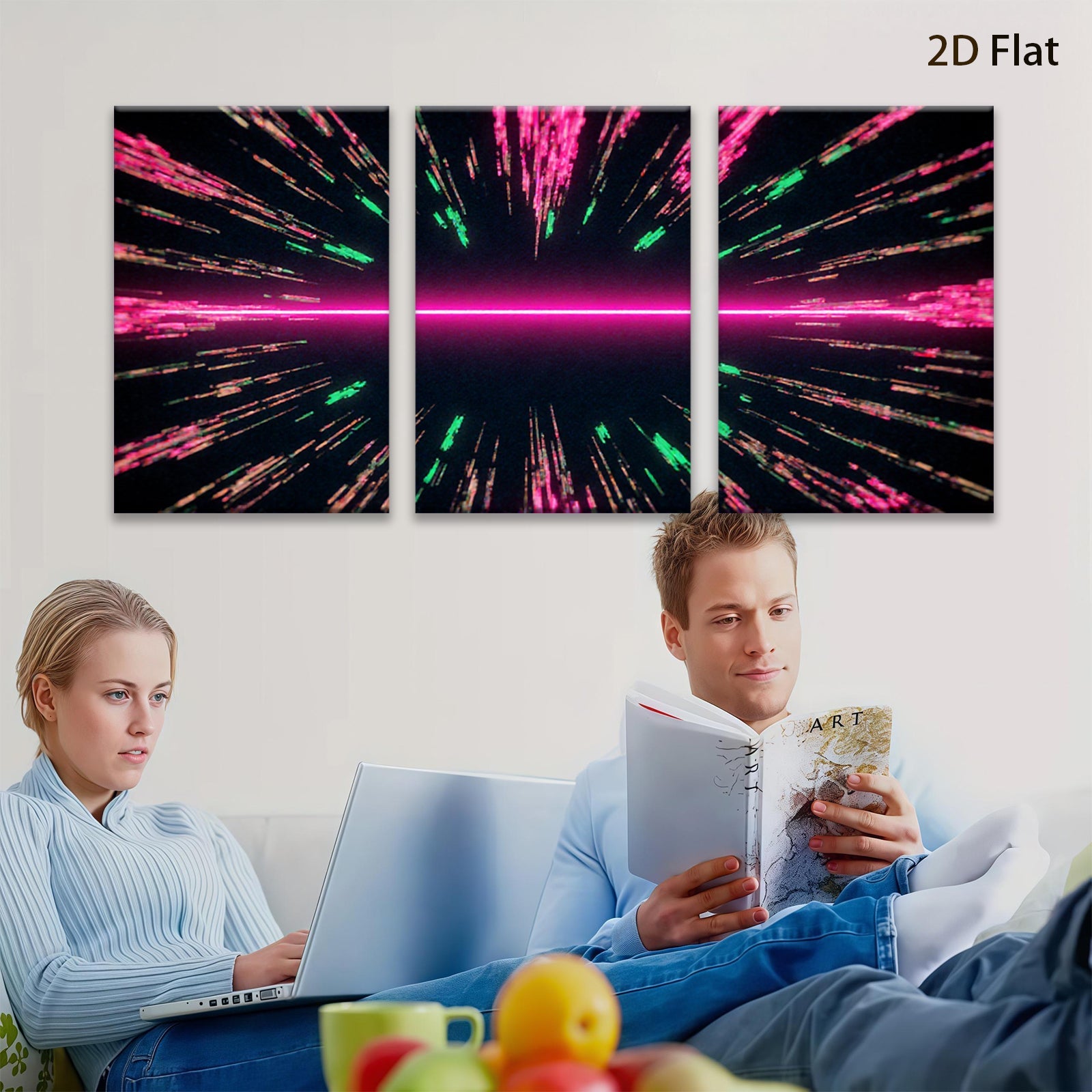 2D flat 1pc vibrant cosmic energy abstract wall art decor for living room bedroom modern farmhouse gallery wrapped canvas prints stylish home decoration