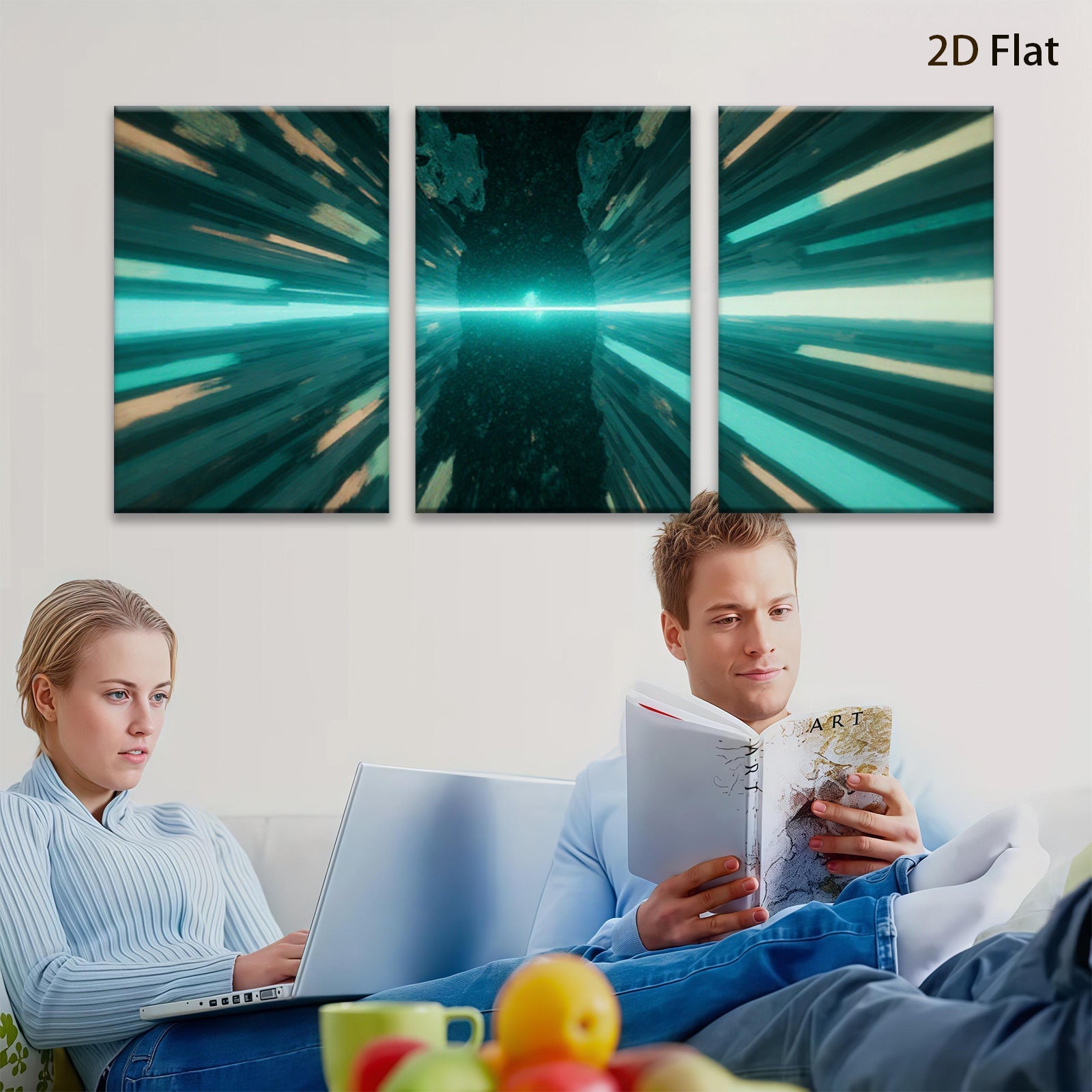 2D flat 1pc vibrant cosmic tunnel abstract wall art for living room bedroom modern farmhouse gallery wrapped canvas prints inspirational decor large size
