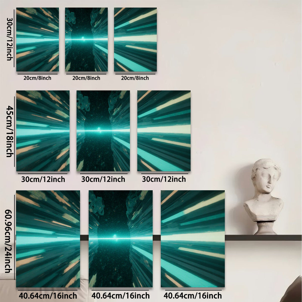 2D flat 1pc vibrant cosmic tunnel abstract wall art for living room bedroom modern farmhouse gallery wrapped canvas prints inspirational decor large size