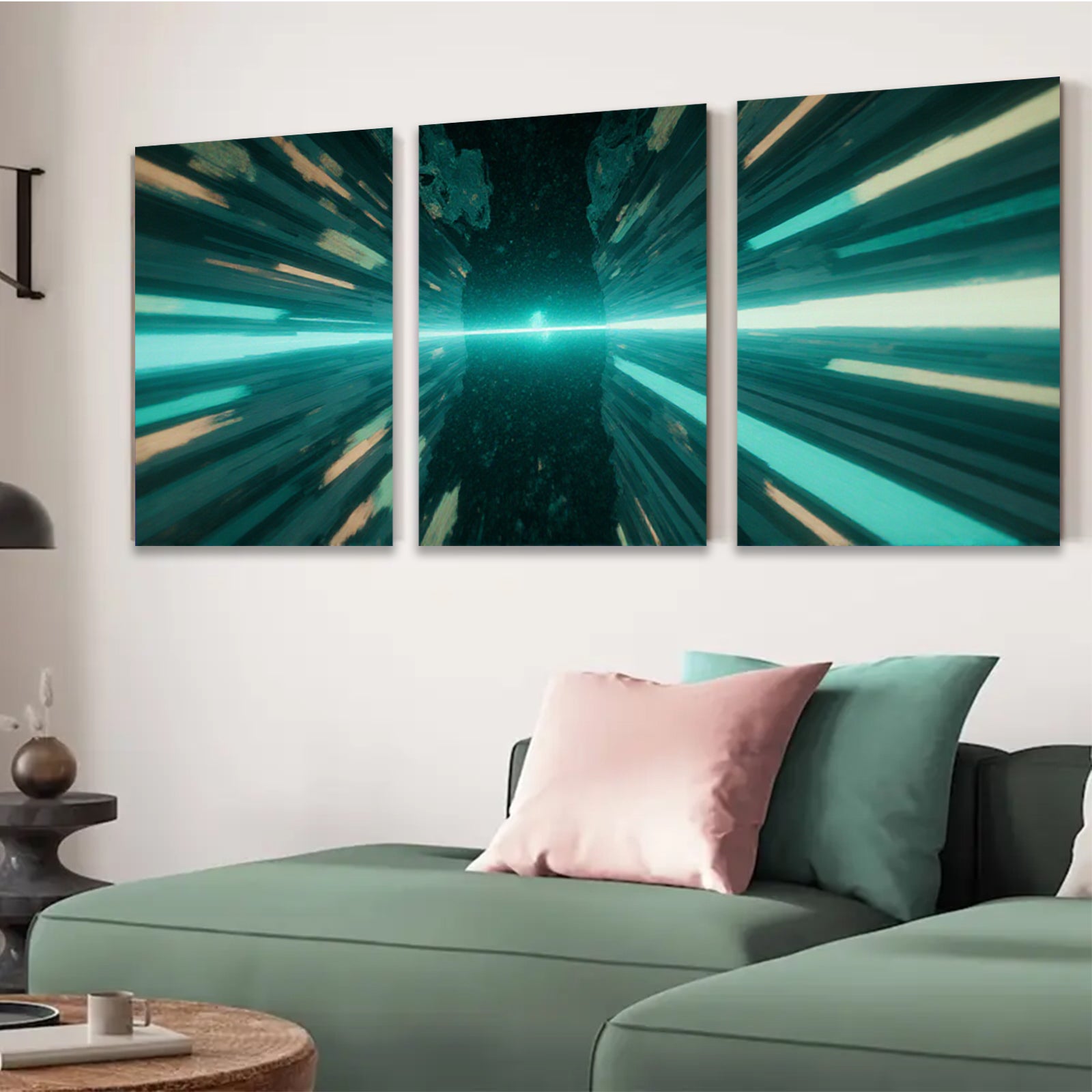 2D flat 1pc vibrant cosmic tunnel abstract wall art for living room bedroom modern farmhouse gallery wrapped canvas prints inspirational decor large size