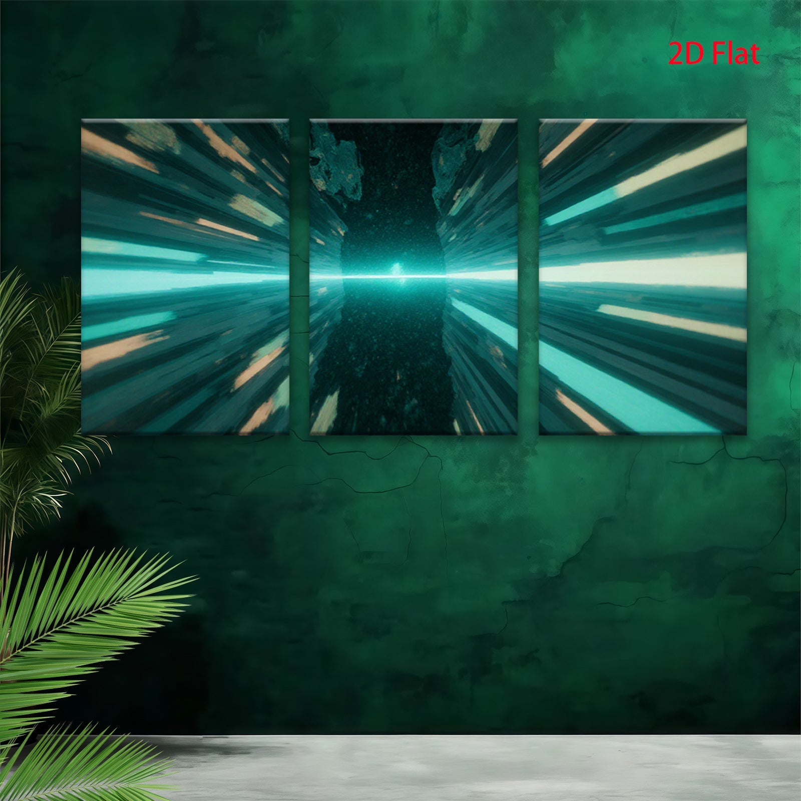 2D flat 1pc vibrant cosmic tunnel abstract wall art for living room bedroom modern farmhouse gallery wrapped canvas prints inspirational decor large size