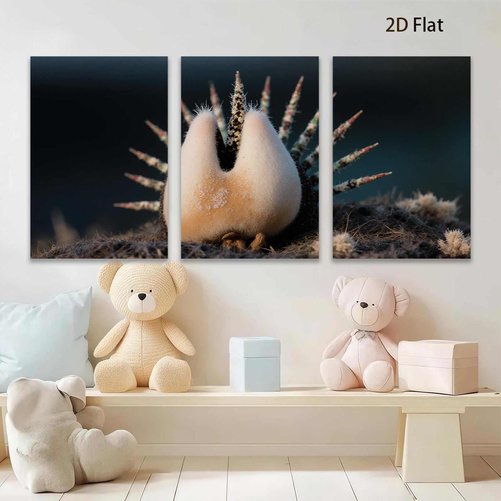 2D flat 1pc vibrant desert bloom prickly pear cactus botanical wall art modern farmhouse living room decor gallery wrapped canvas prints cozy rustic chic