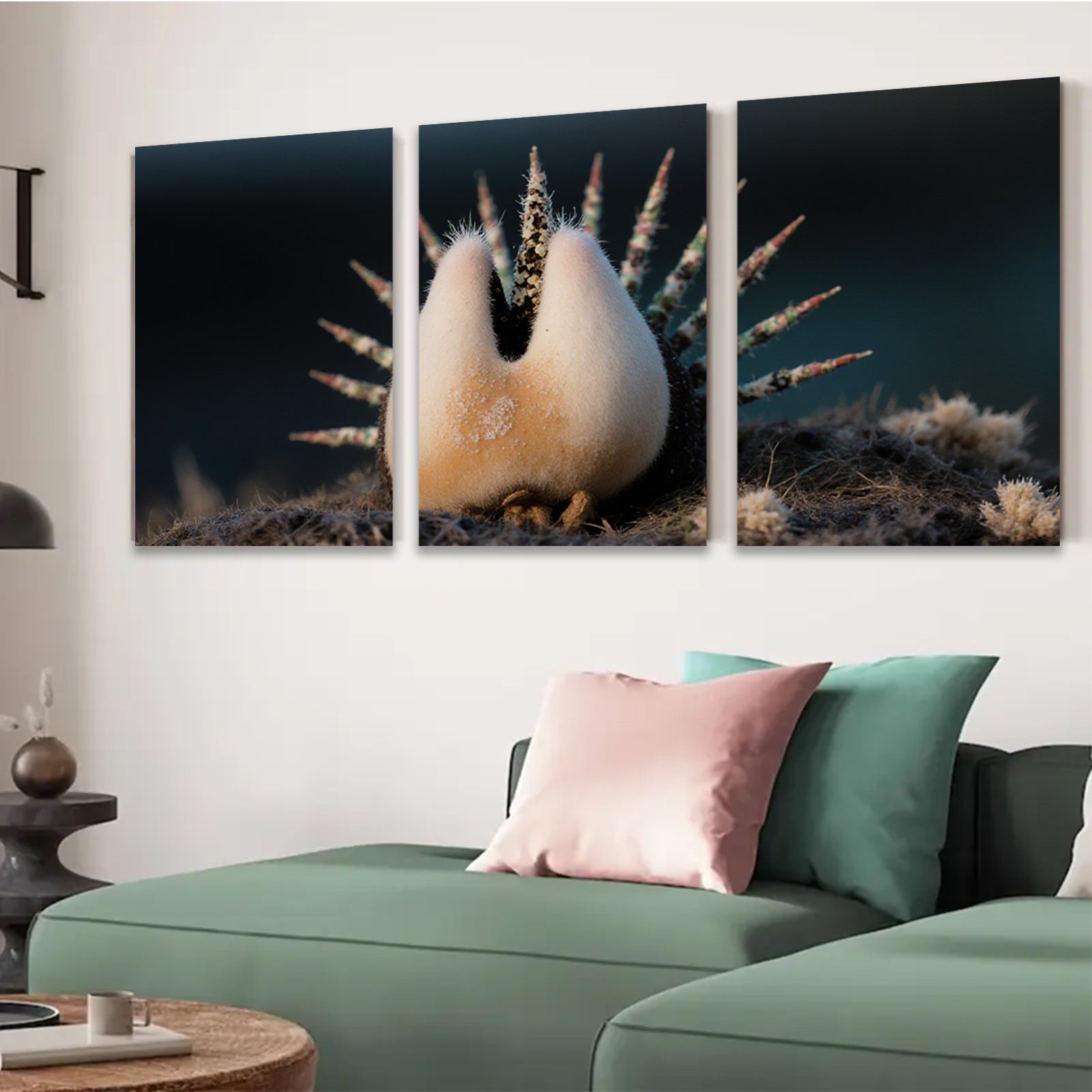 2D flat 1pc vibrant desert bloom prickly pear cactus botanical wall art modern farmhouse living room decor gallery wrapped canvas prints cozy rustic chic