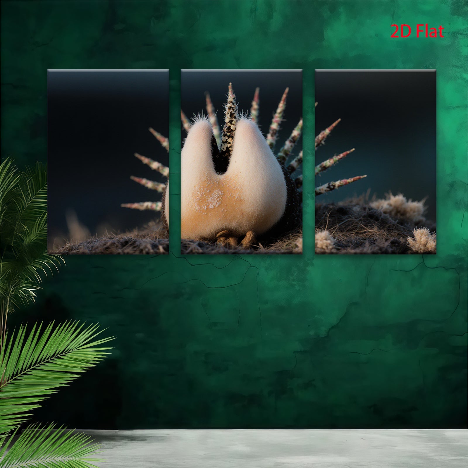2D flat 1pc vibrant desert bloom prickly pear cactus botanical wall art modern farmhouse living room decor gallery wrapped canvas prints cozy rustic chic