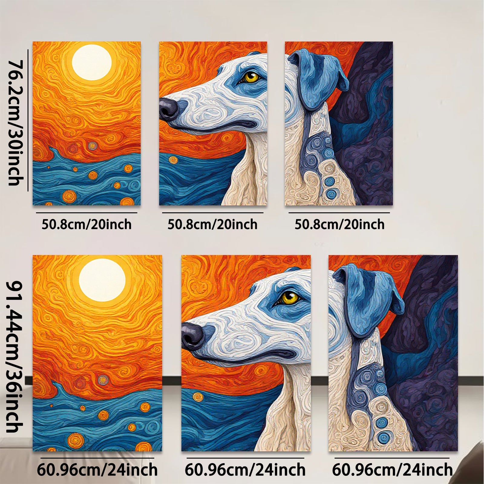 2D flat 1pc vibrant dog portrait wall art for living room bedroom home decor farmhouse style gallery wrapped canvas prints modern minimalist