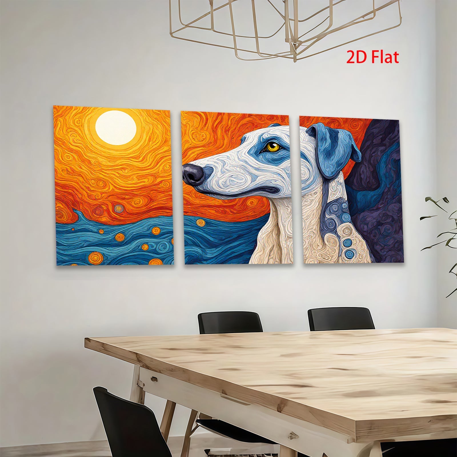2D flat 1pc vibrant dog portrait wall art for living room bedroom home decor farmhouse style gallery wrapped canvas prints modern minimalist