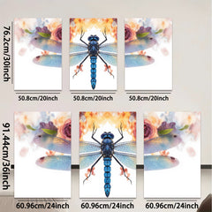 2D flat 1pc vibrant dragonfly floral wall art modern farmhouse living room bedroom decor botanical prints gallery wrapped canvas beautiful accent piece