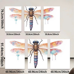 2D flat 1pc vibrant dragonfly wall art botanical insect painting modern farmhouse decor living room bedroom gallery wrapped canvas prints