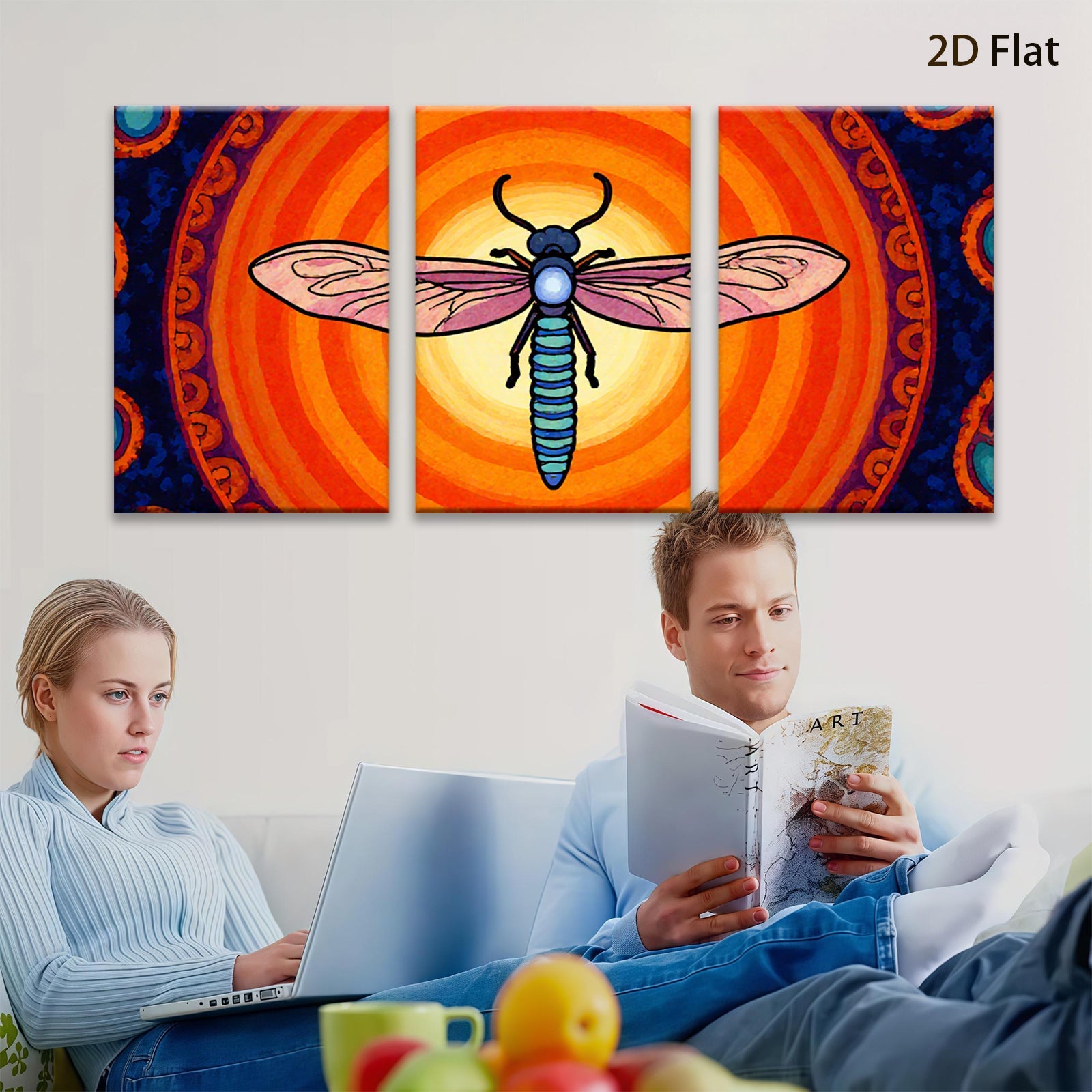 2D flat 1pc vibrant dragonfly wall art for living room bedroom decor farmhouse style modern botanical prints gallery wrapped canvas timeless statement piece