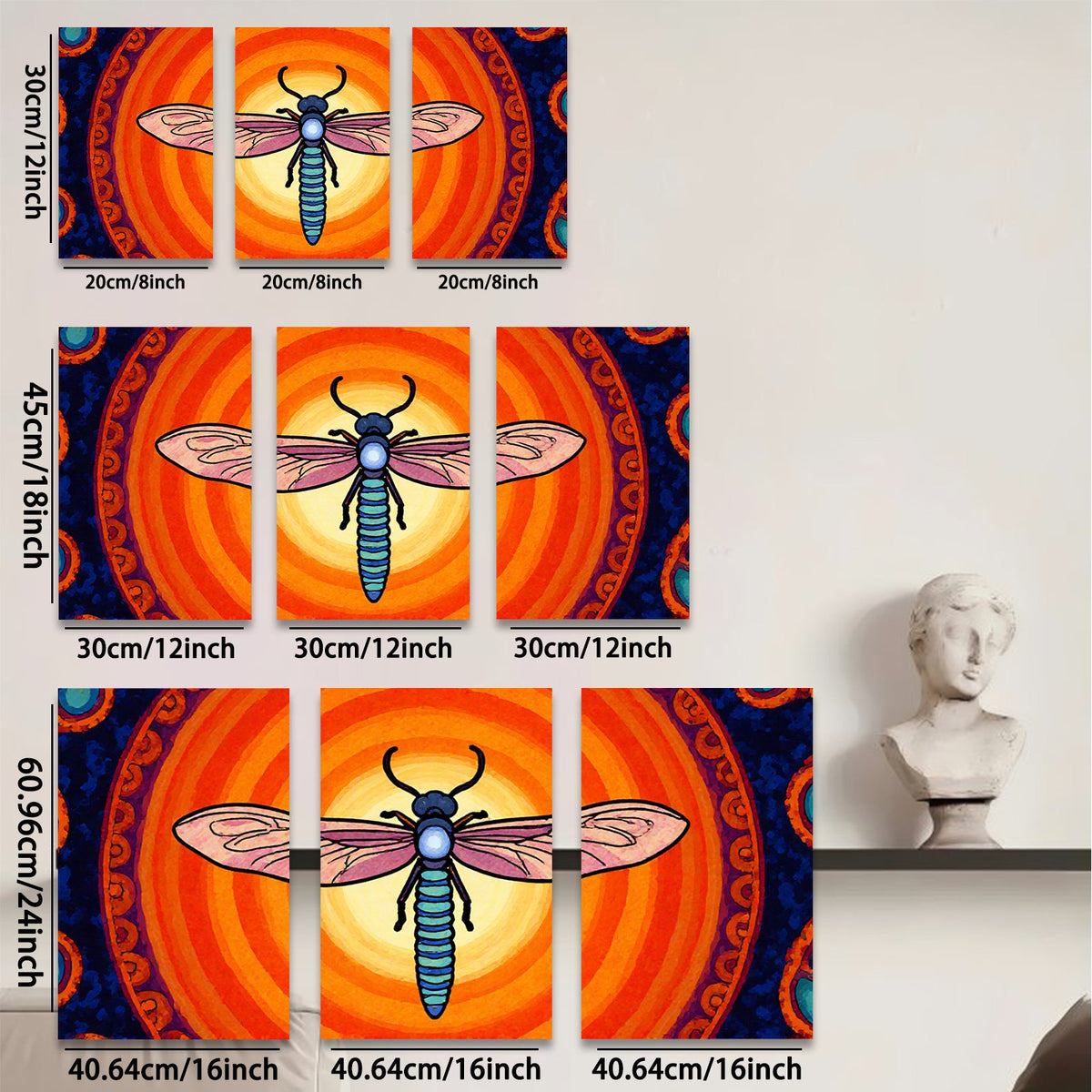 2D flat 1pc vibrant dragonfly wall art for living room bedroom decor farmhouse style modern botanical prints gallery wrapped canvas timeless statement piece