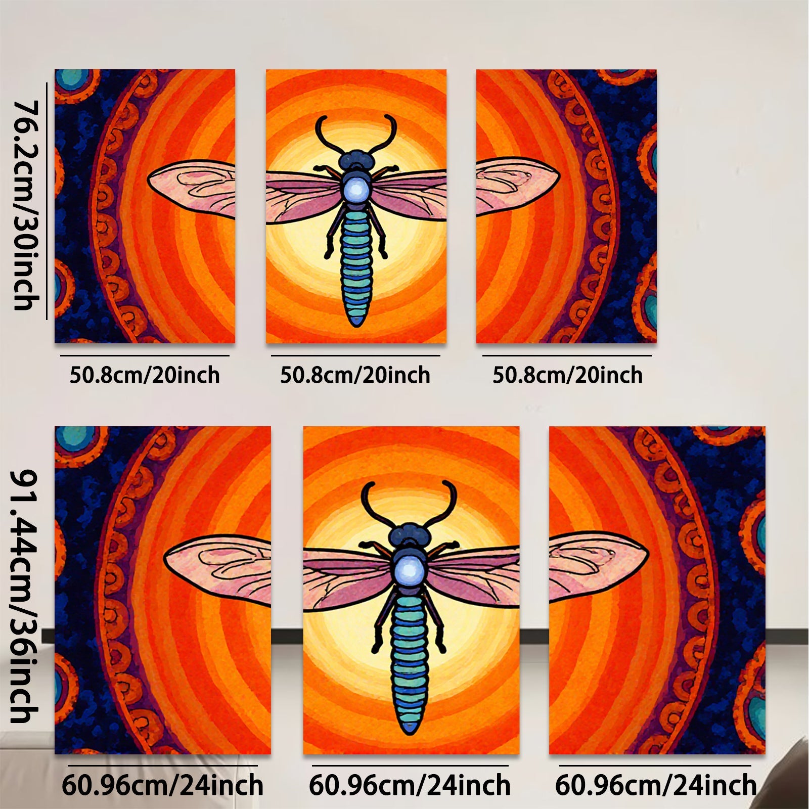 2D flat 1pc vibrant dragonfly wall art for living room bedroom decor farmhouse style modern botanical prints gallery wrapped canvas timeless statement piece
