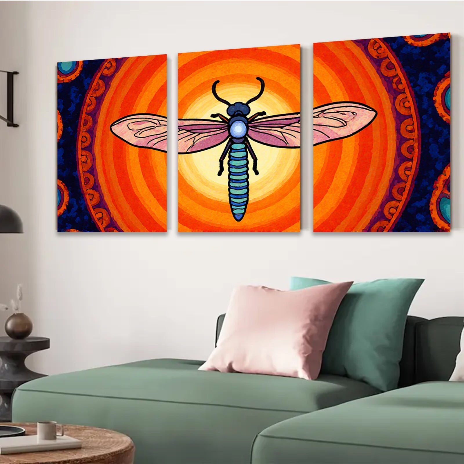 2D flat 1pc vibrant dragonfly wall art for living room bedroom decor farmhouse style modern botanical prints gallery wrapped canvas timeless statement piece