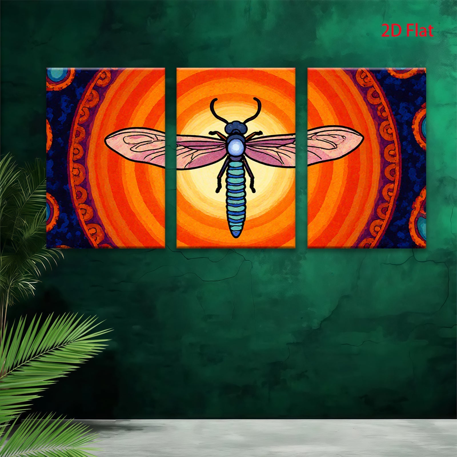 2D flat 1pc vibrant dragonfly wall art for living room bedroom decor farmhouse style modern botanical prints gallery wrapped canvas timeless statement piece