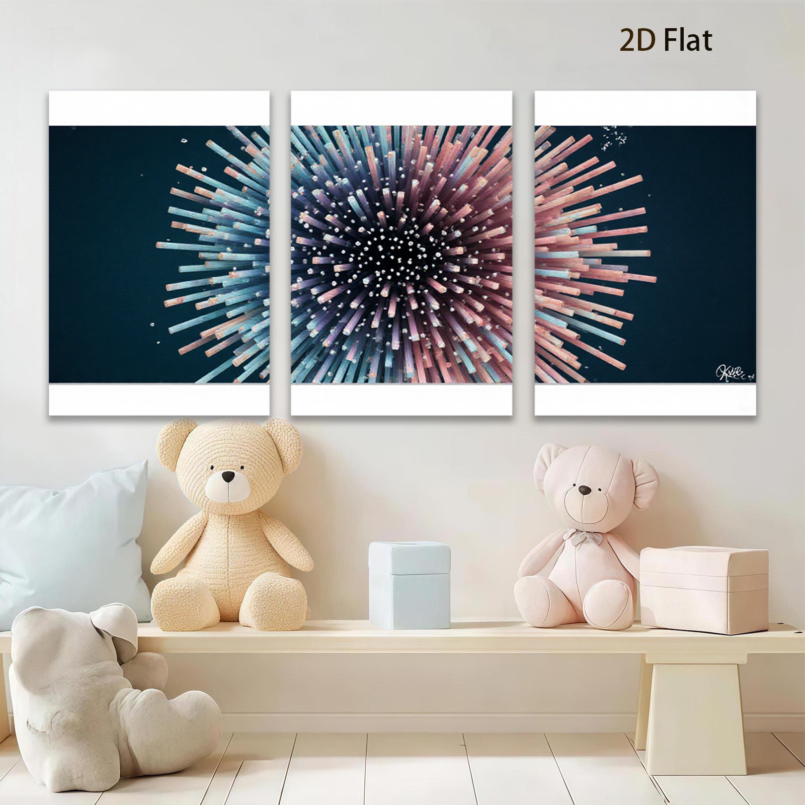2D flat 1pc vibrant explosion abstract art modern wall decor for living room bedroom office farmhouse gallery wrapped canvas prints ready to hang stylish statement piece