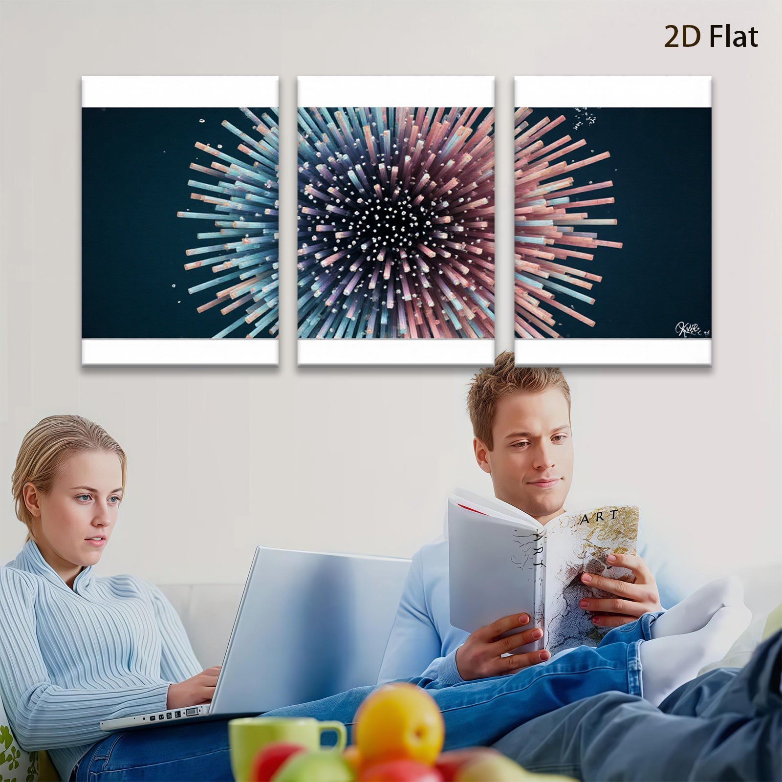 2D flat 1pc vibrant explosion abstract art modern wall decor for living room bedroom office farmhouse gallery wrapped canvas prints ready to hang stylish statement piece