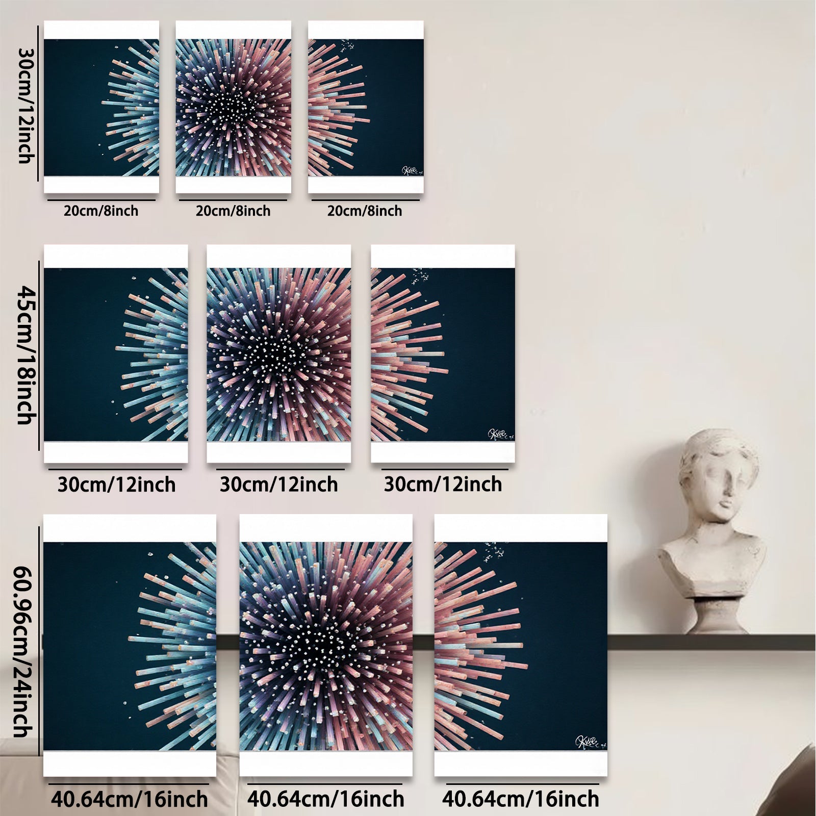 2D flat 1pc vibrant explosion abstract art modern wall decor for living room bedroom office farmhouse gallery wrapped canvas prints ready to hang stylish statement piece