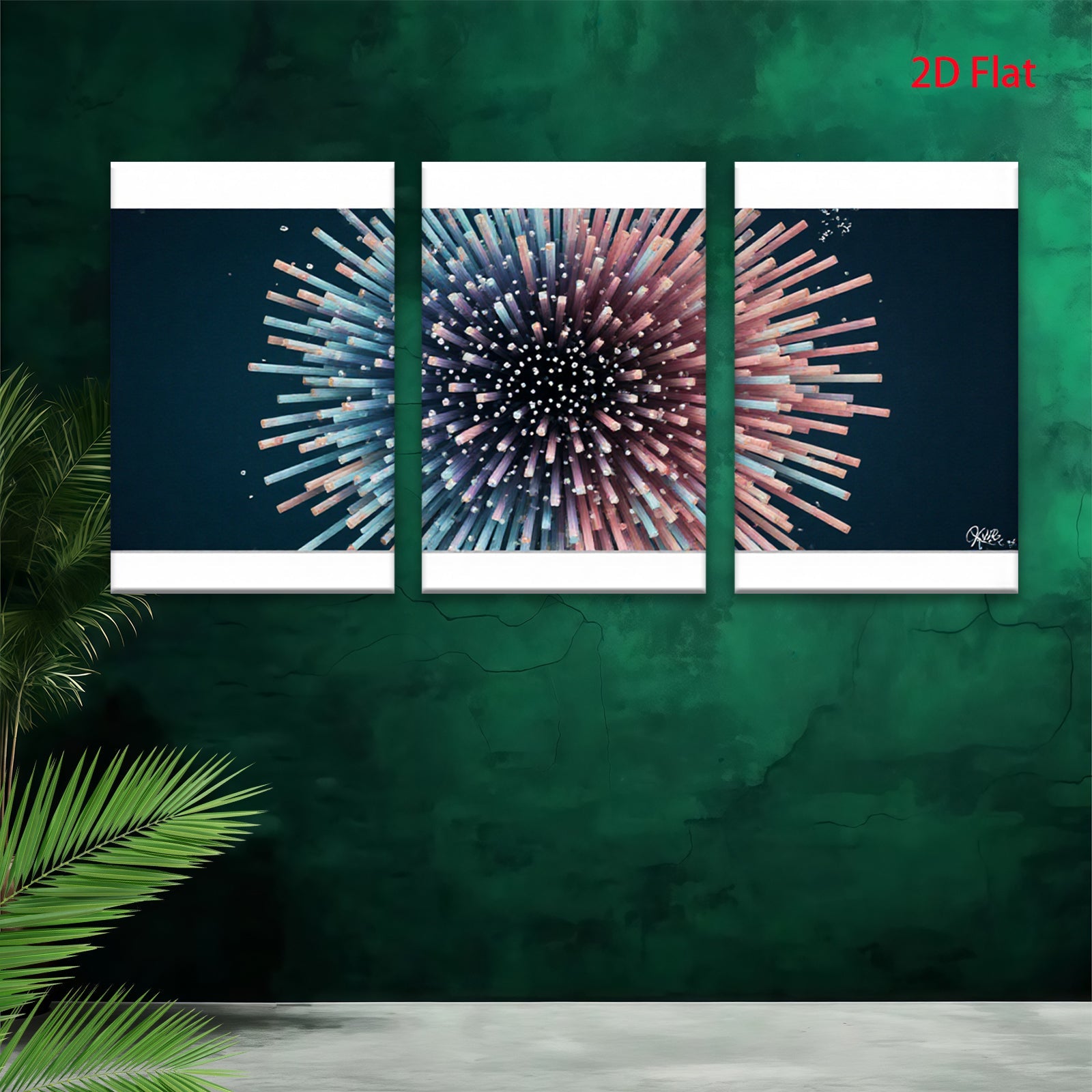 2D flat 1pc vibrant explosion abstract art modern wall decor for living room bedroom office farmhouse gallery wrapped canvas prints ready to hang stylish statement piece