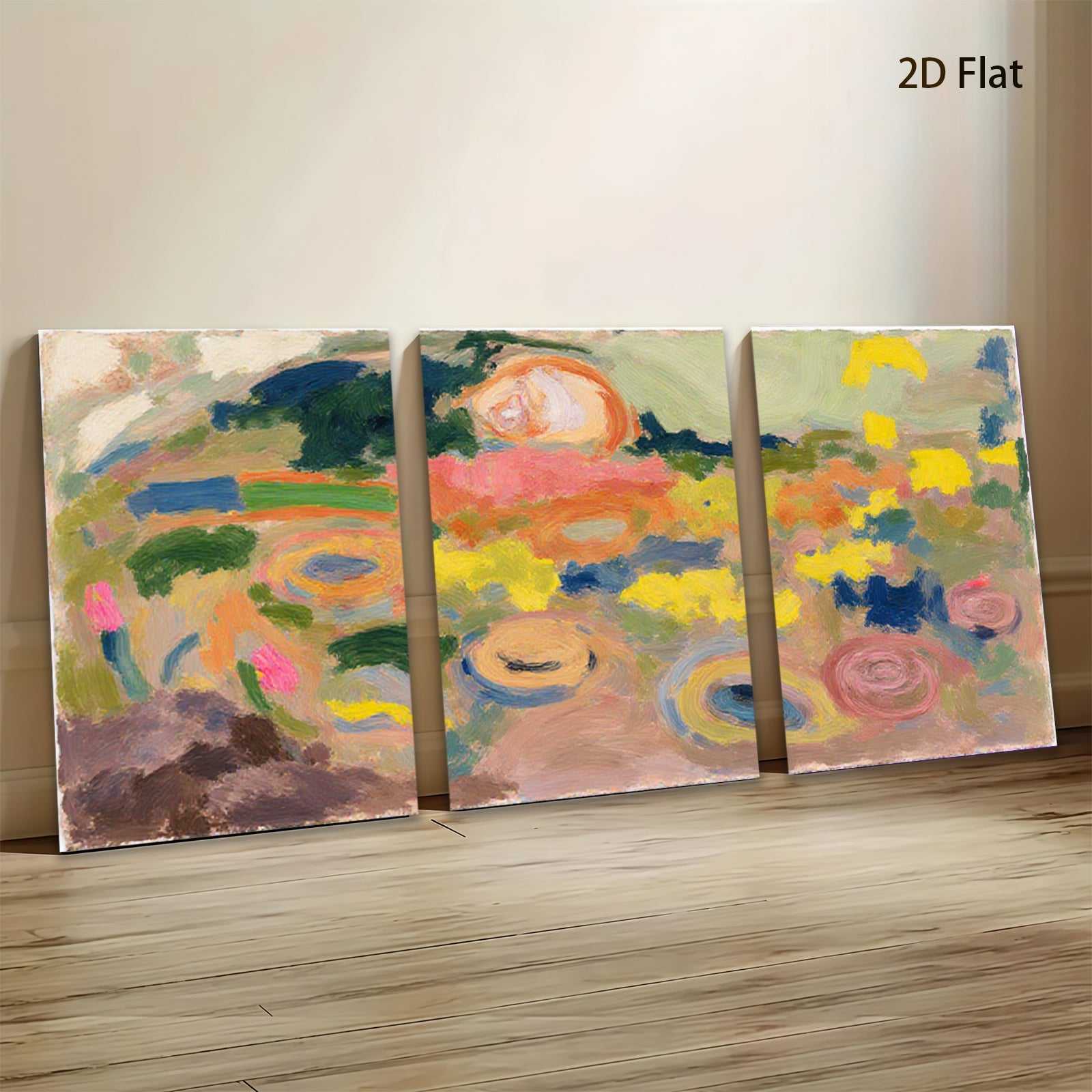 2D flat 1pc vibrant floral abstract canvas wall art for living room bedroom home decor farmhouse style gallery wrapped