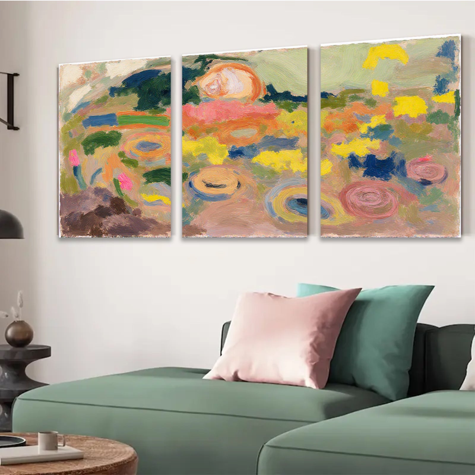 2D flat 1pc vibrant floral abstract canvas wall art for living room bedroom home decor farmhouse style gallery wrapped