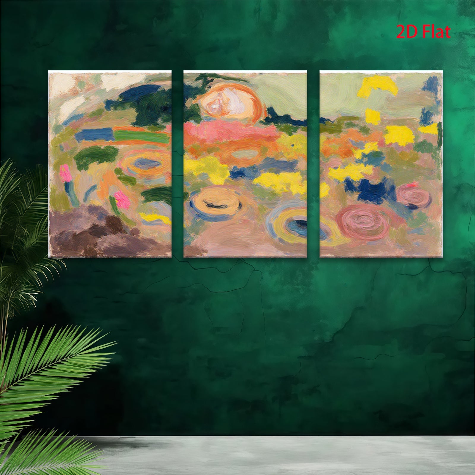 2D flat 1pc vibrant floral abstract canvas wall art for living room bedroom home decor farmhouse style gallery wrapped
