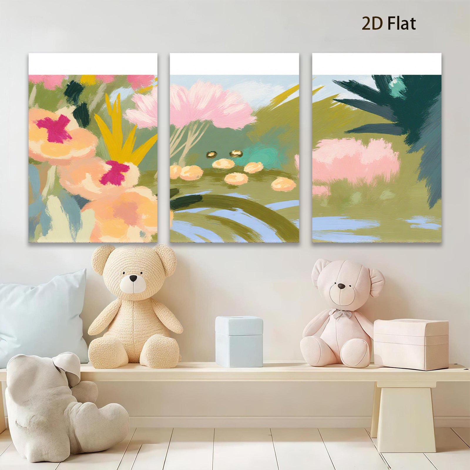 2D flat 1pc vibrant floral bloom canvas wall art for living room bedroom gallery wrapped modern farmhouse decor botanical prints cozy home