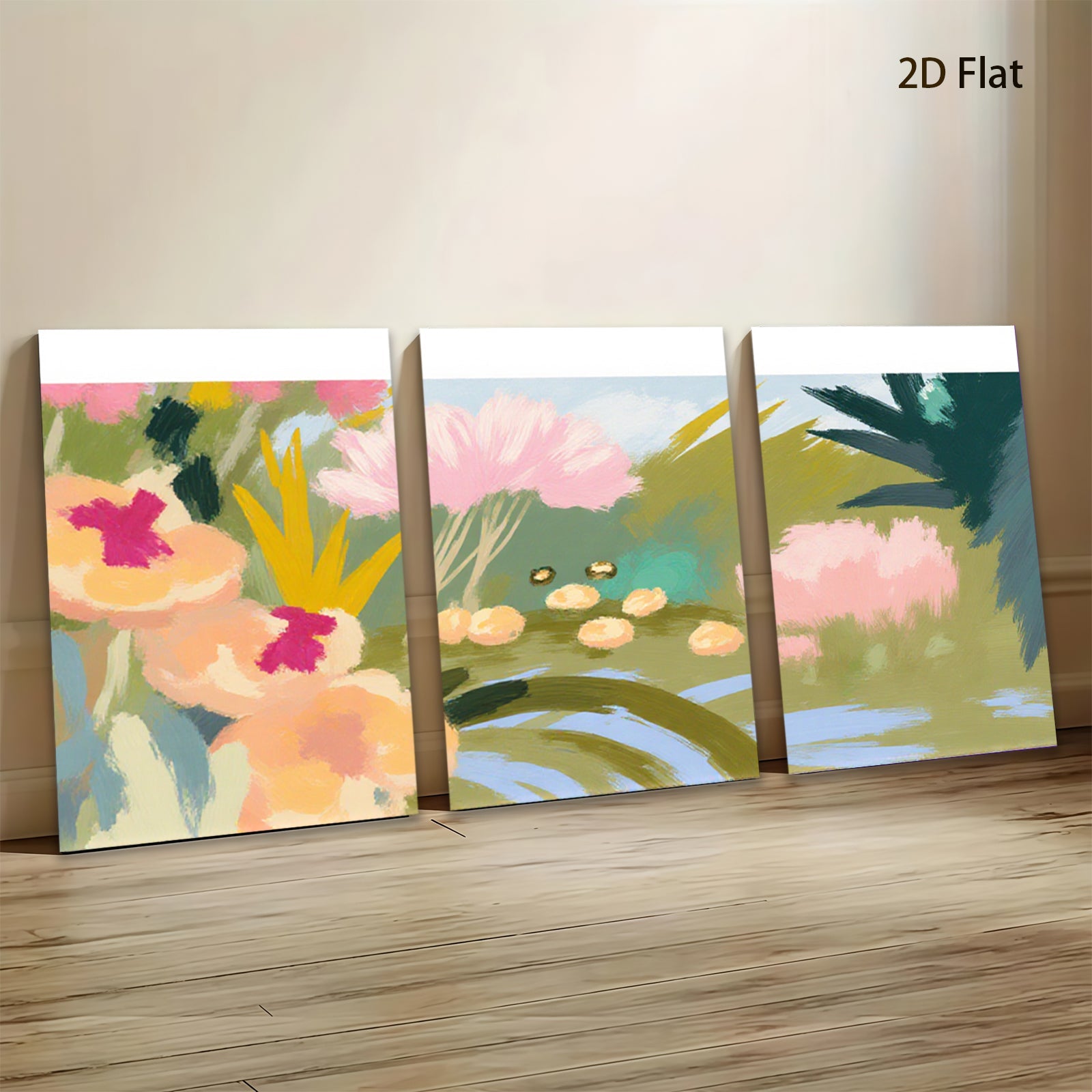 2D flat 1pc vibrant floral bloom canvas wall art for living room bedroom gallery wrapped modern farmhouse decor botanical prints cozy home