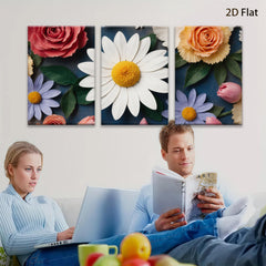 2D flat 1pc vibrant floral bloom delightful spring garden wall art bedroom living room decor farmhouse style modern canvas prints