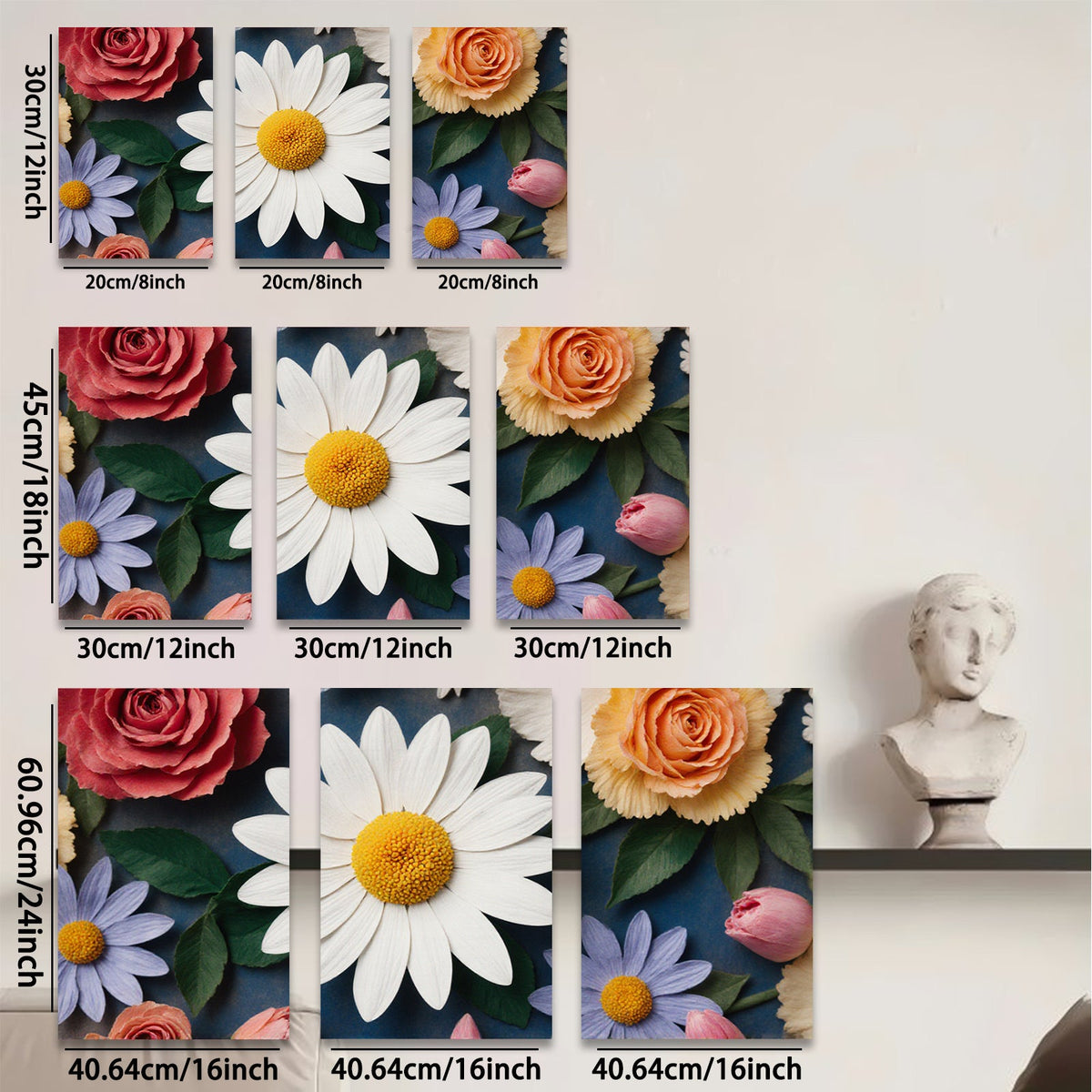 2D flat 1pc vibrant floral bloom delightful spring garden wall art bedroom living room decor farmhouse style modern canvas prints