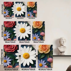 2D flat 1pc vibrant floral bloom delightful spring garden wall art bedroom living room decor farmhouse style modern canvas prints