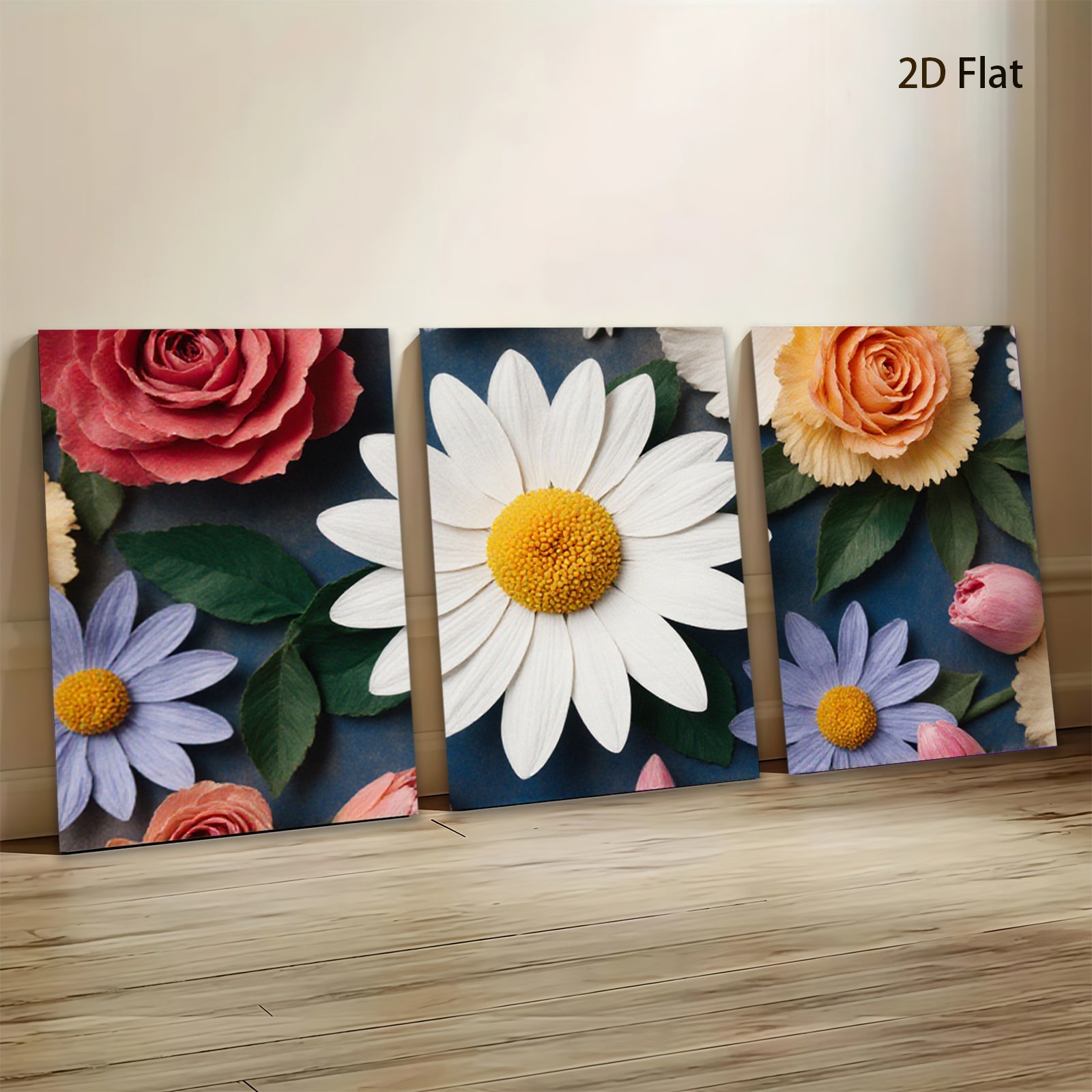 2D flat 1pc vibrant floral bloom delightful spring garden wall art bedroom living room decor farmhouse style modern canvas prints