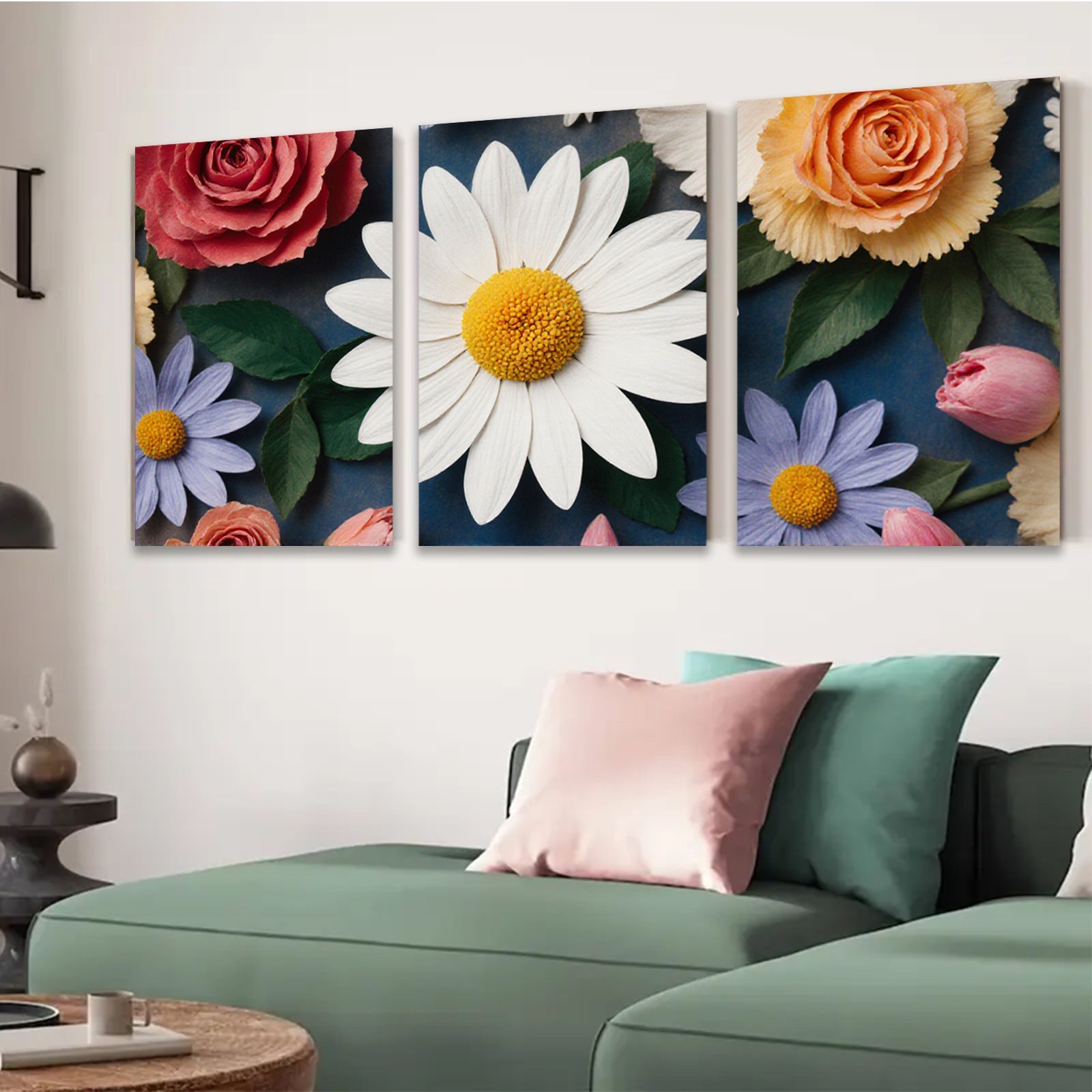 2D flat 1pc vibrant floral bloom delightful spring garden wall art bedroom living room decor farmhouse style modern canvas prints