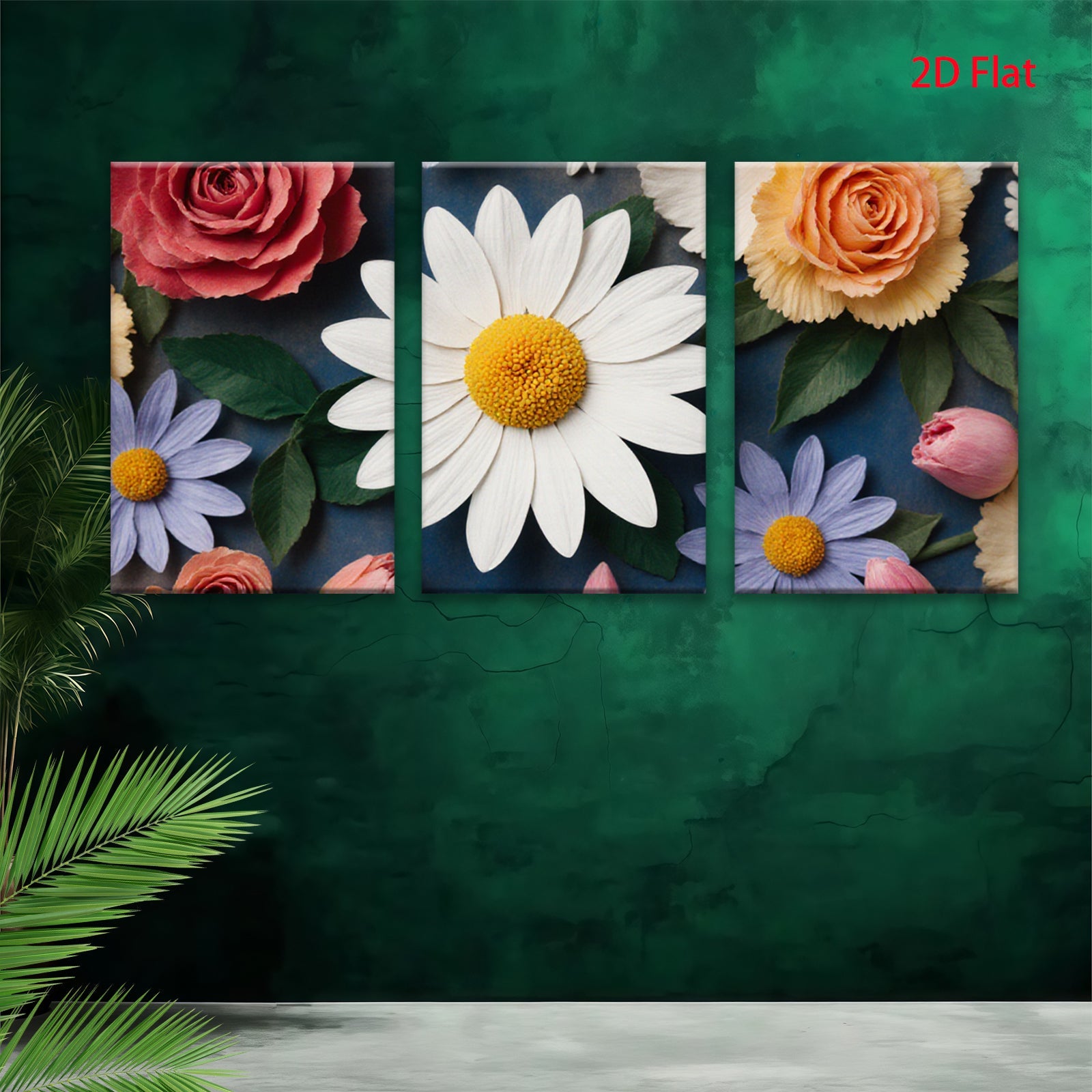2D flat 1pc vibrant floral bloom delightful spring garden wall art bedroom living room decor farmhouse style modern canvas prints