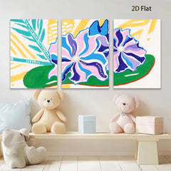 2D flat 1pc vibrant floral bloom painting abstract wall art modern farmhouse living room bedroom decor gallery wrapped canvas beautiful statement piece
