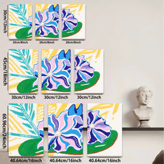 2D flat 1pc vibrant floral bloom painting abstract wall art modern farmhouse living room bedroom decor gallery wrapped canvas beautiful statement piece