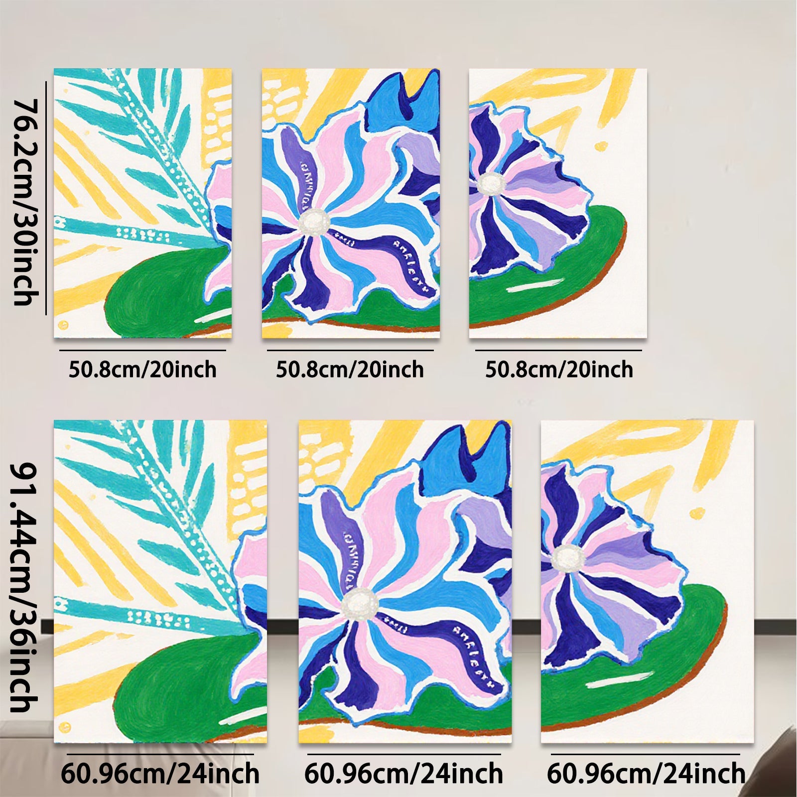 2D flat 1pc vibrant floral bloom painting abstract wall art modern farmhouse living room bedroom decor gallery wrapped canvas beautiful statement piece